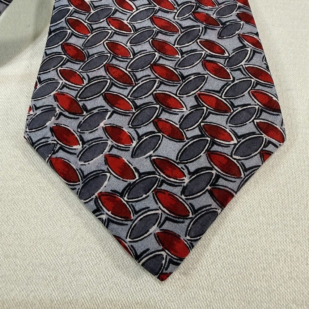CAUVERY Men's Pure Silk Neck Tie Red Grey Design